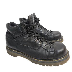 Dr Doc Martens Mens Sz 12/46 Black Combat Boot Leather Lace Up Moto Biker 10962